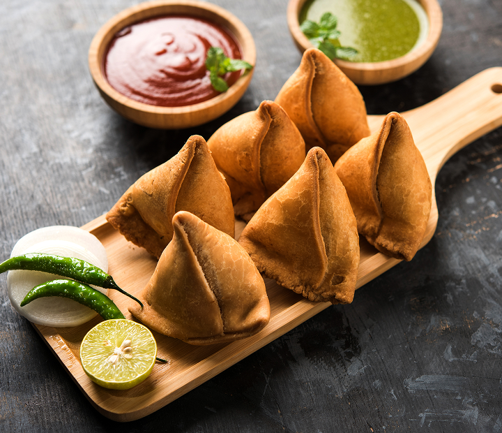 Indian street food samosas